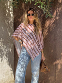 pink brown stripes cape